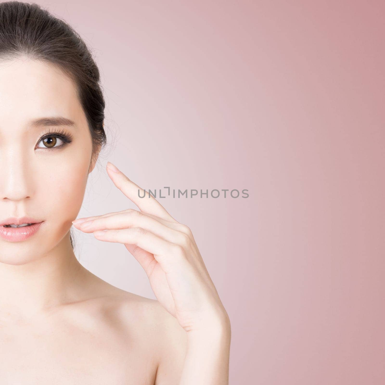 Asian glamour of beauty face, closeup portrait.