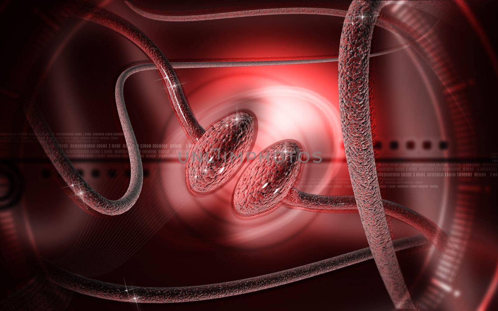 Digital illustration of synapse in colour background