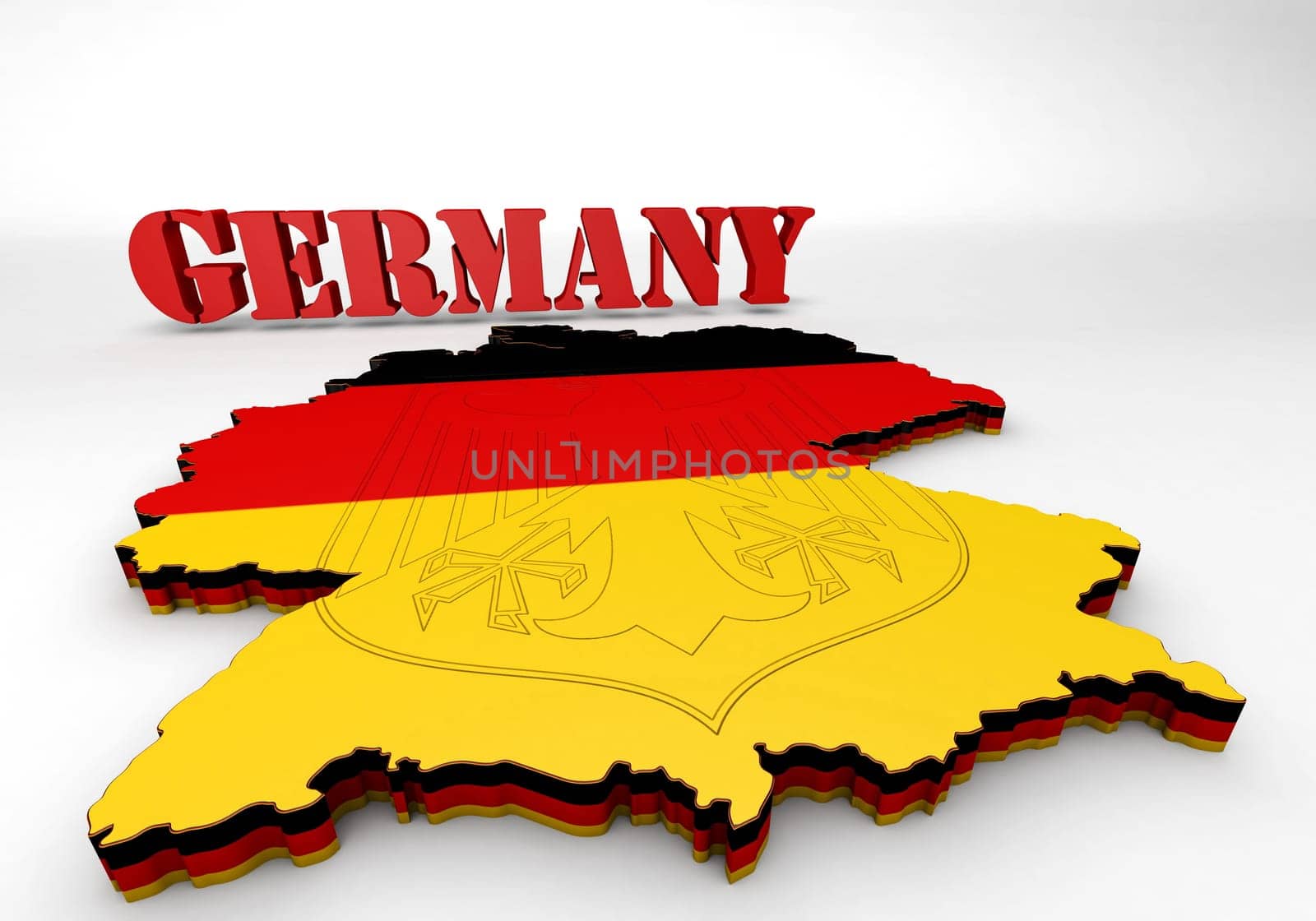 3D Map illustration of Germany with flag