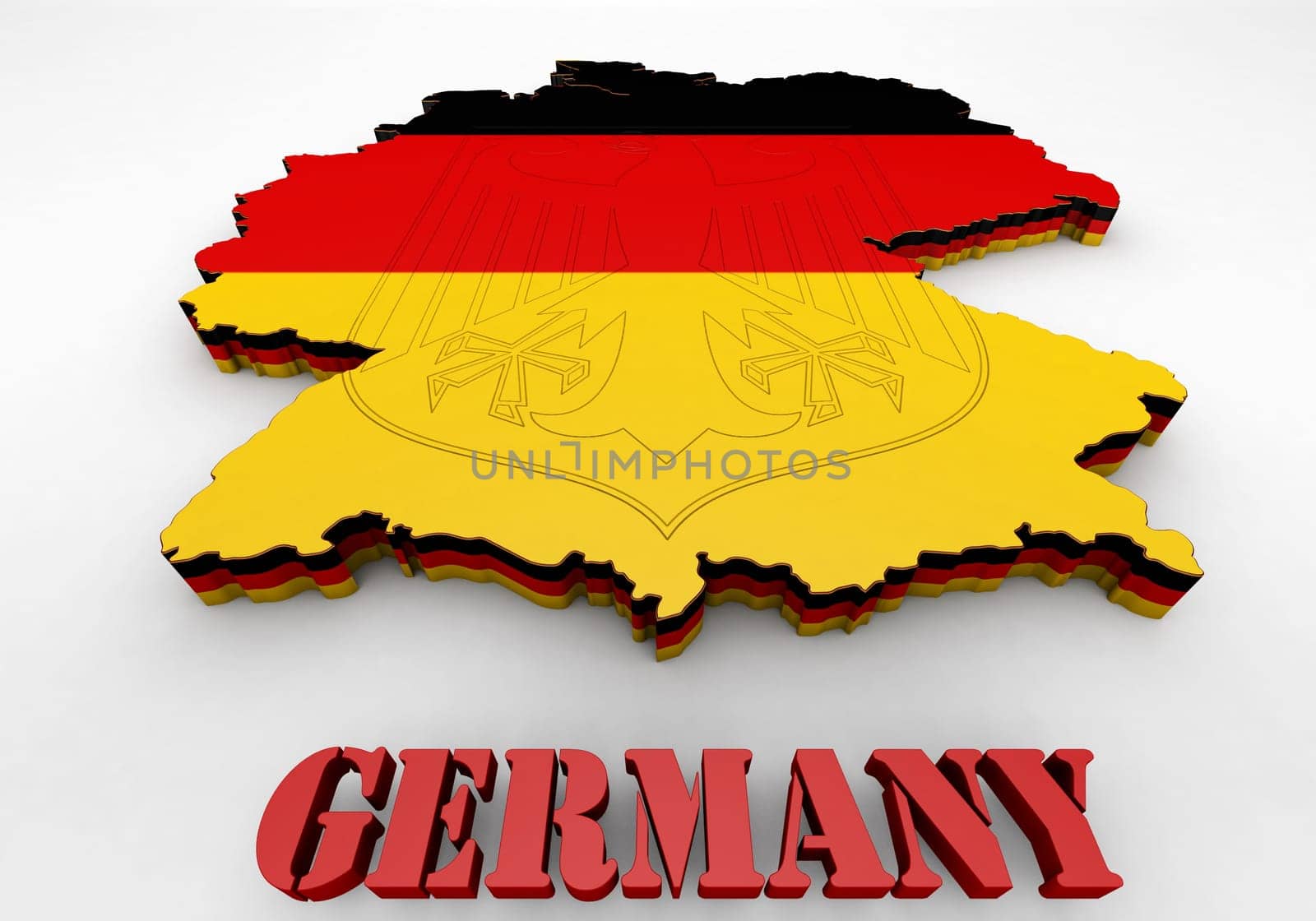 3D Map illustration of Germany with flag