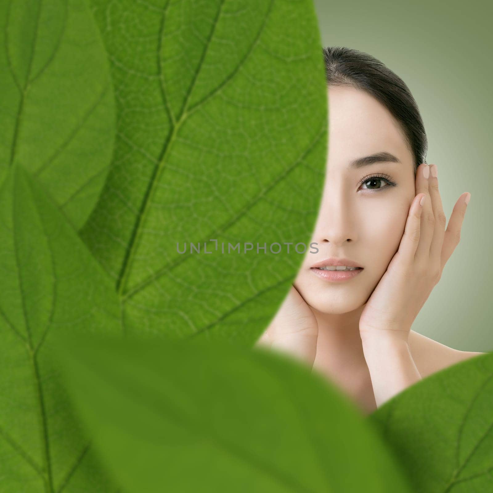 Asian beauty face, concept of glamour, makeup, healthcare etc.