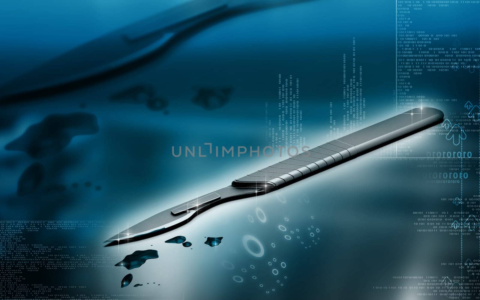 Digital illustration of Surgical knife in colour background