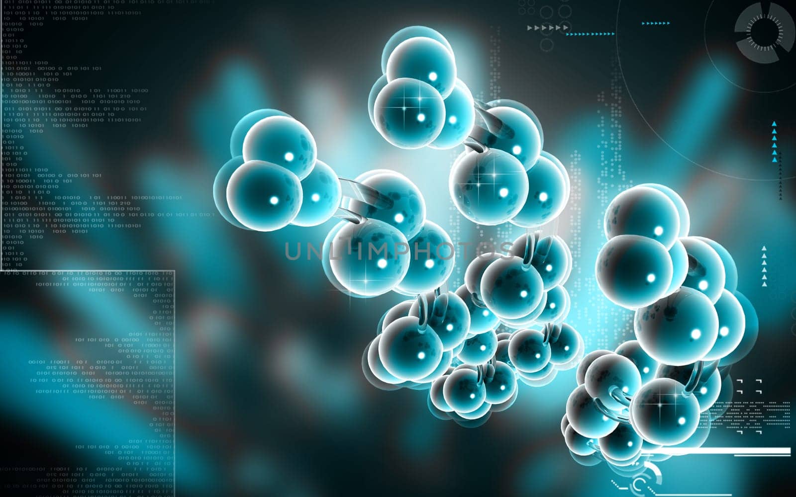 Digital illustration DNA structure in colour background