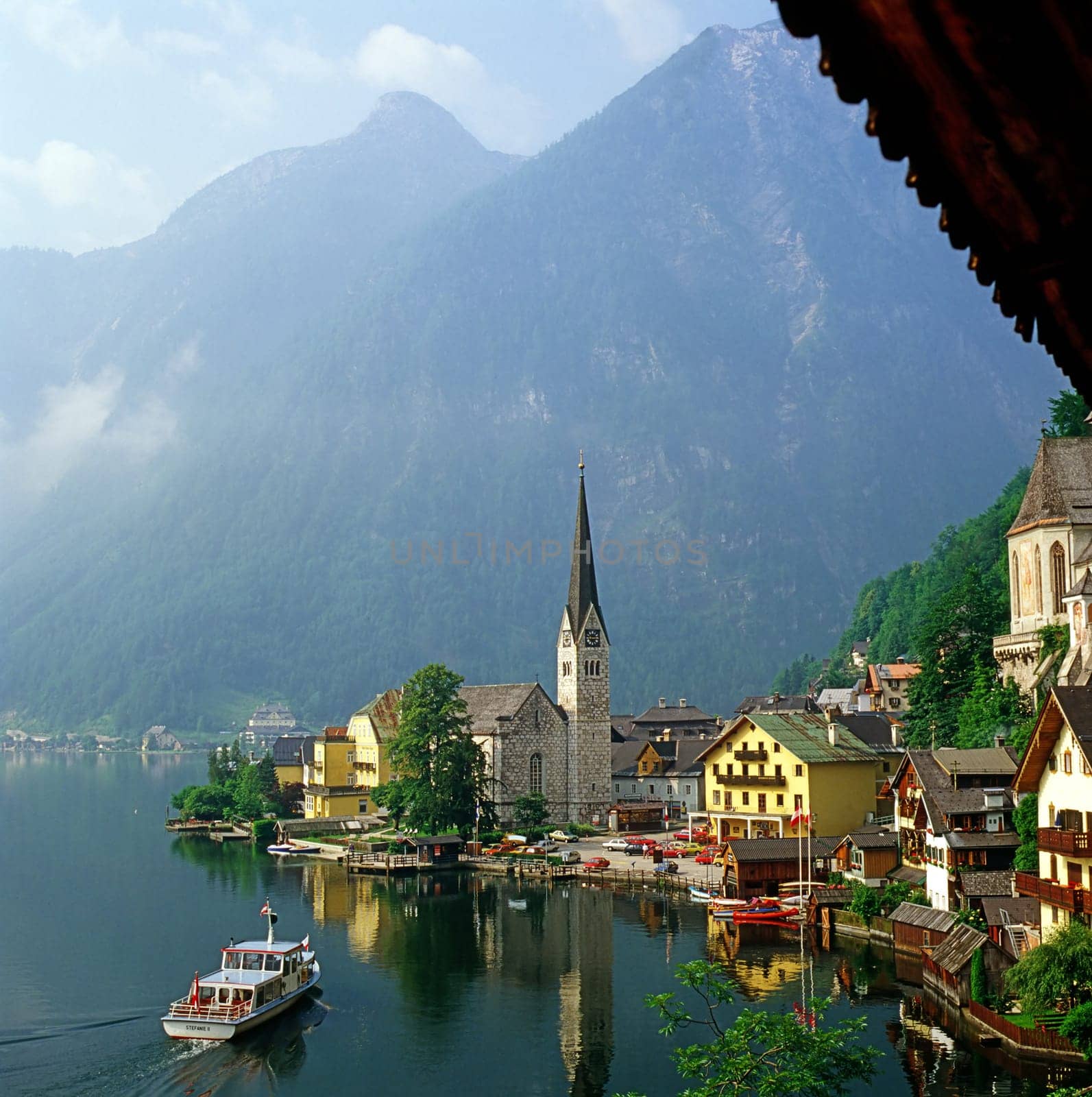 View of harbor in Hallstatt, Austria