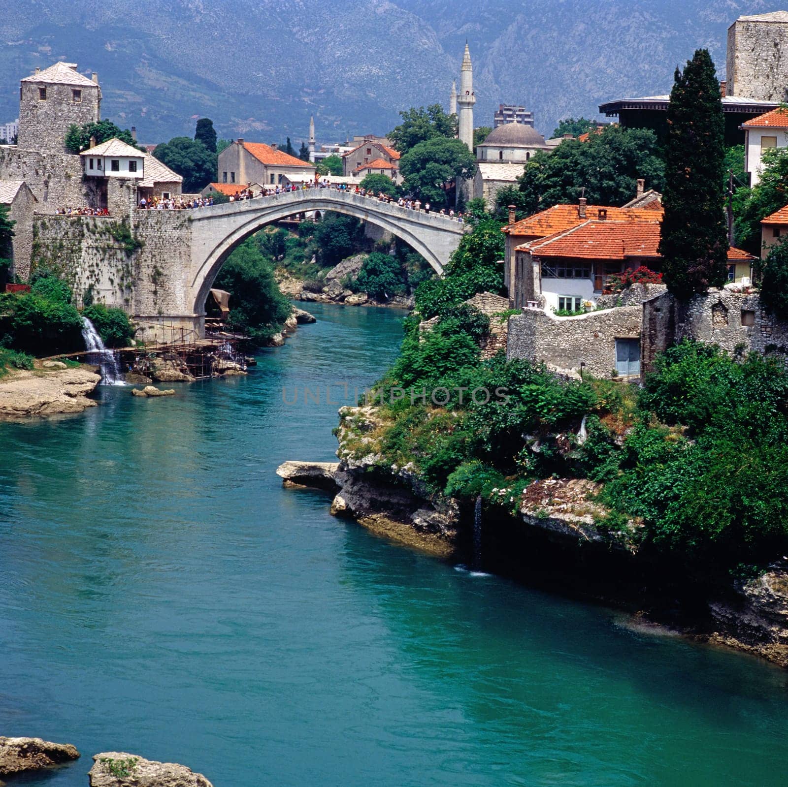 Mostar with bridge in Bosnia-Herzegovina