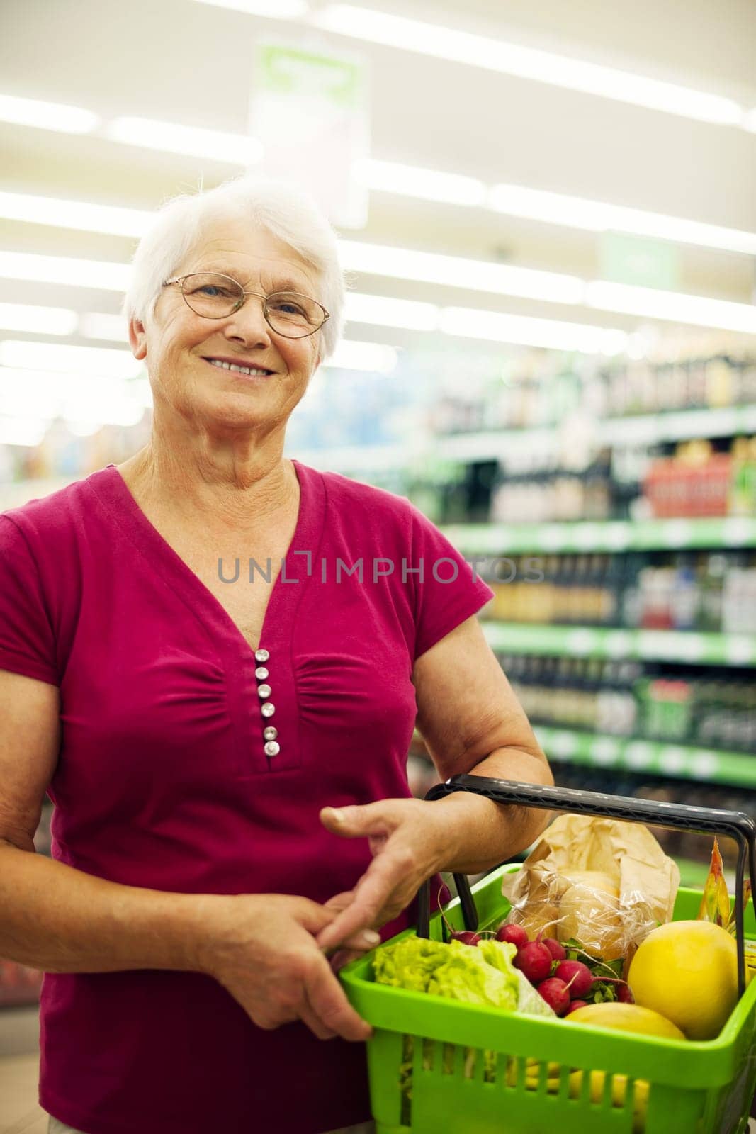 Portrait of senior woman at supermarket