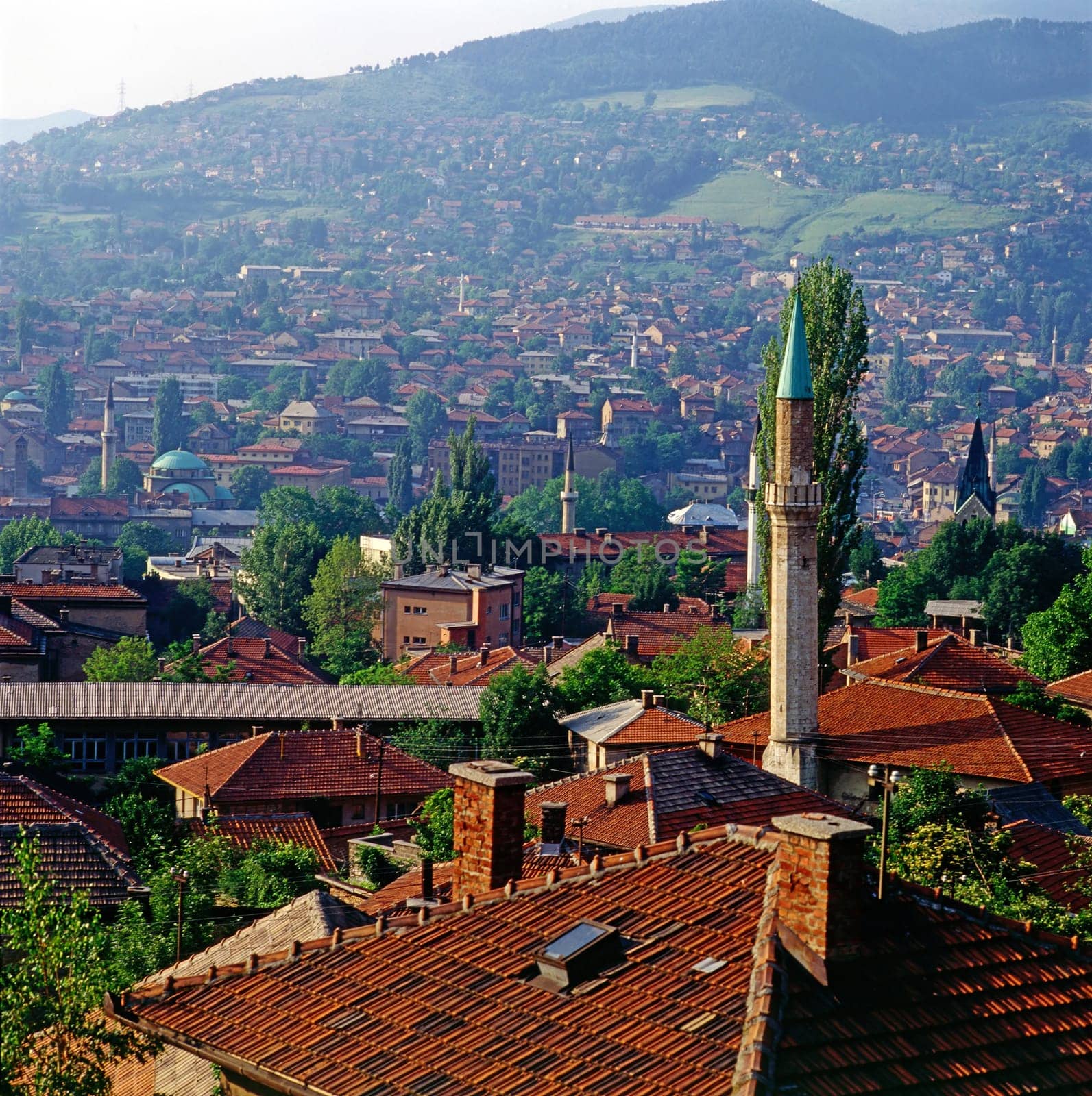 View of houses and mosque in Sarajevo, Bosnia-Herzegovina