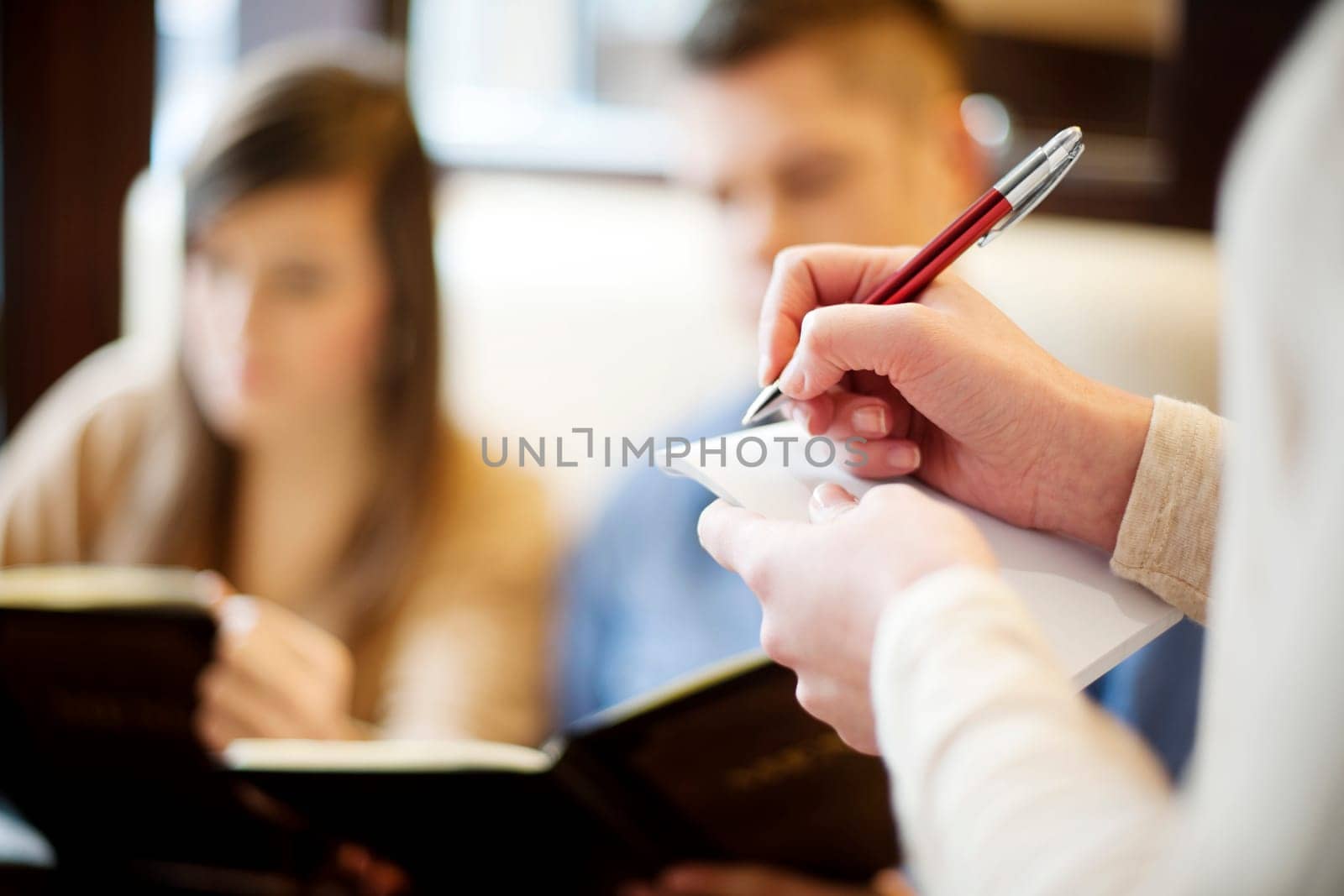 Young couple in restaurant