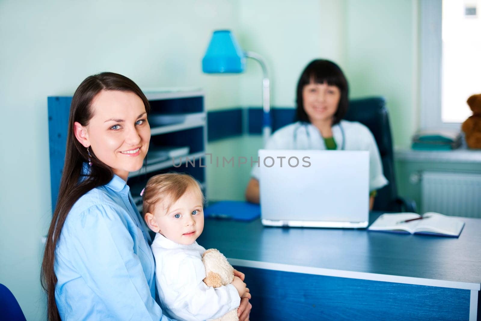 Mother and her daughter at the pediatrician