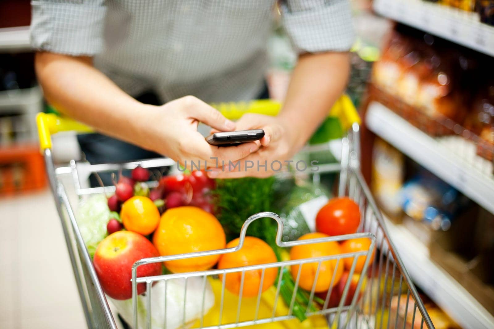 Man texting during shopping