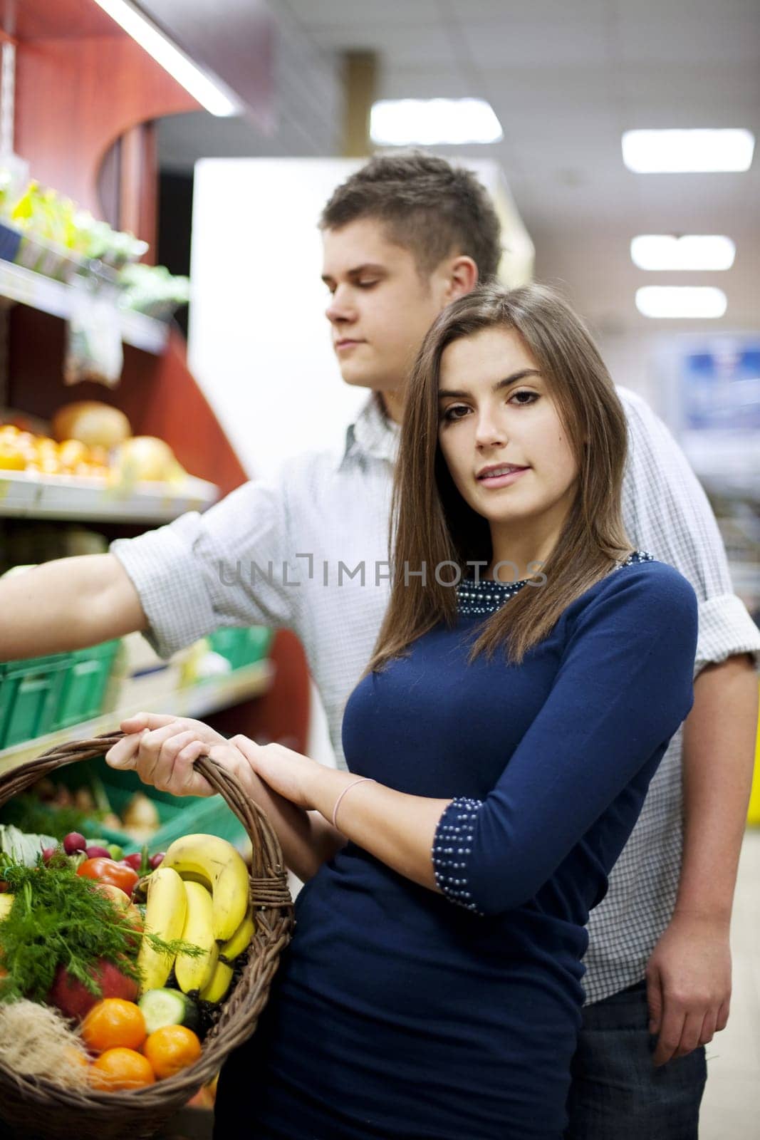 Young couple shopping at groceries