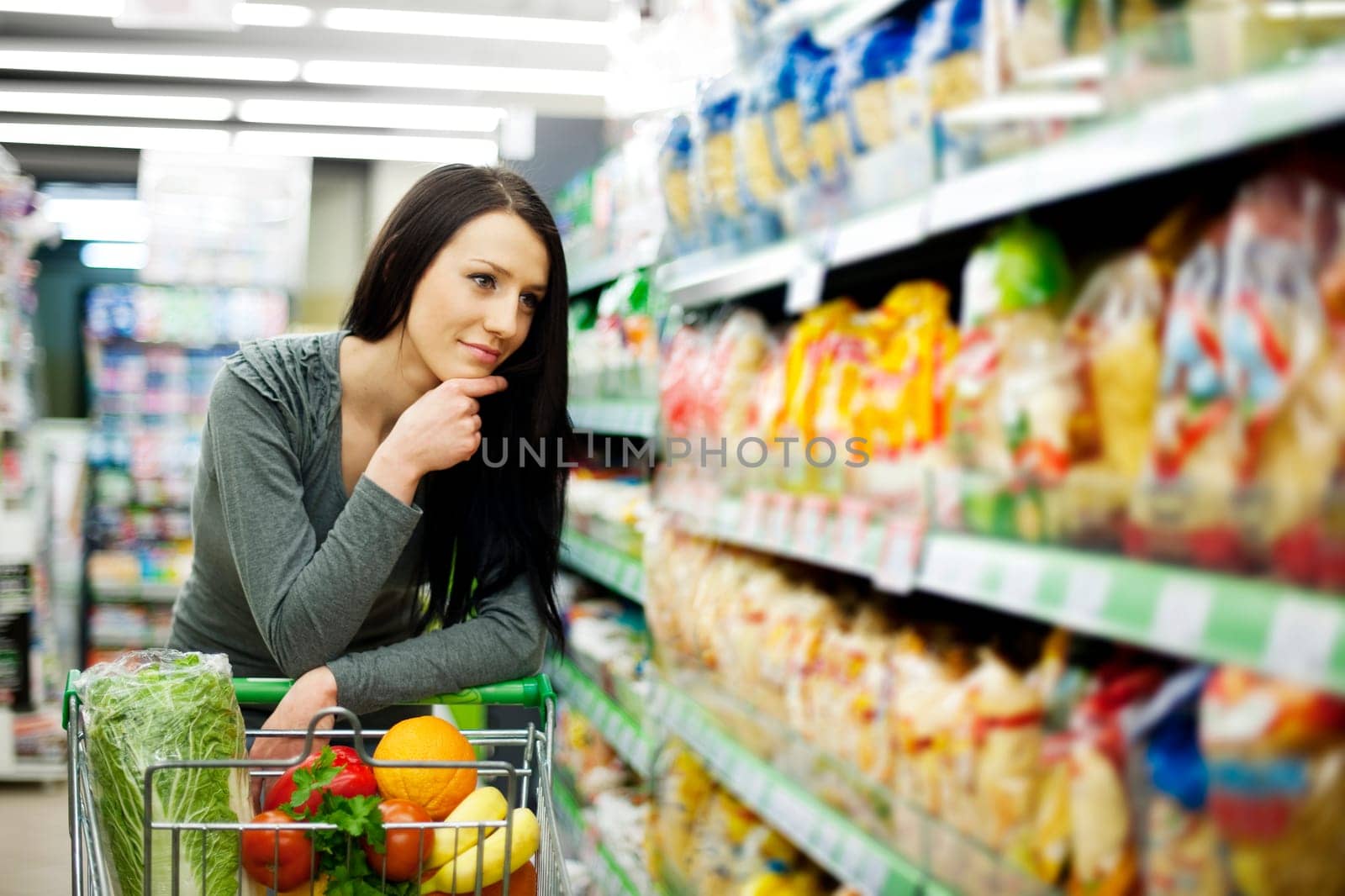 Woman at groceries store