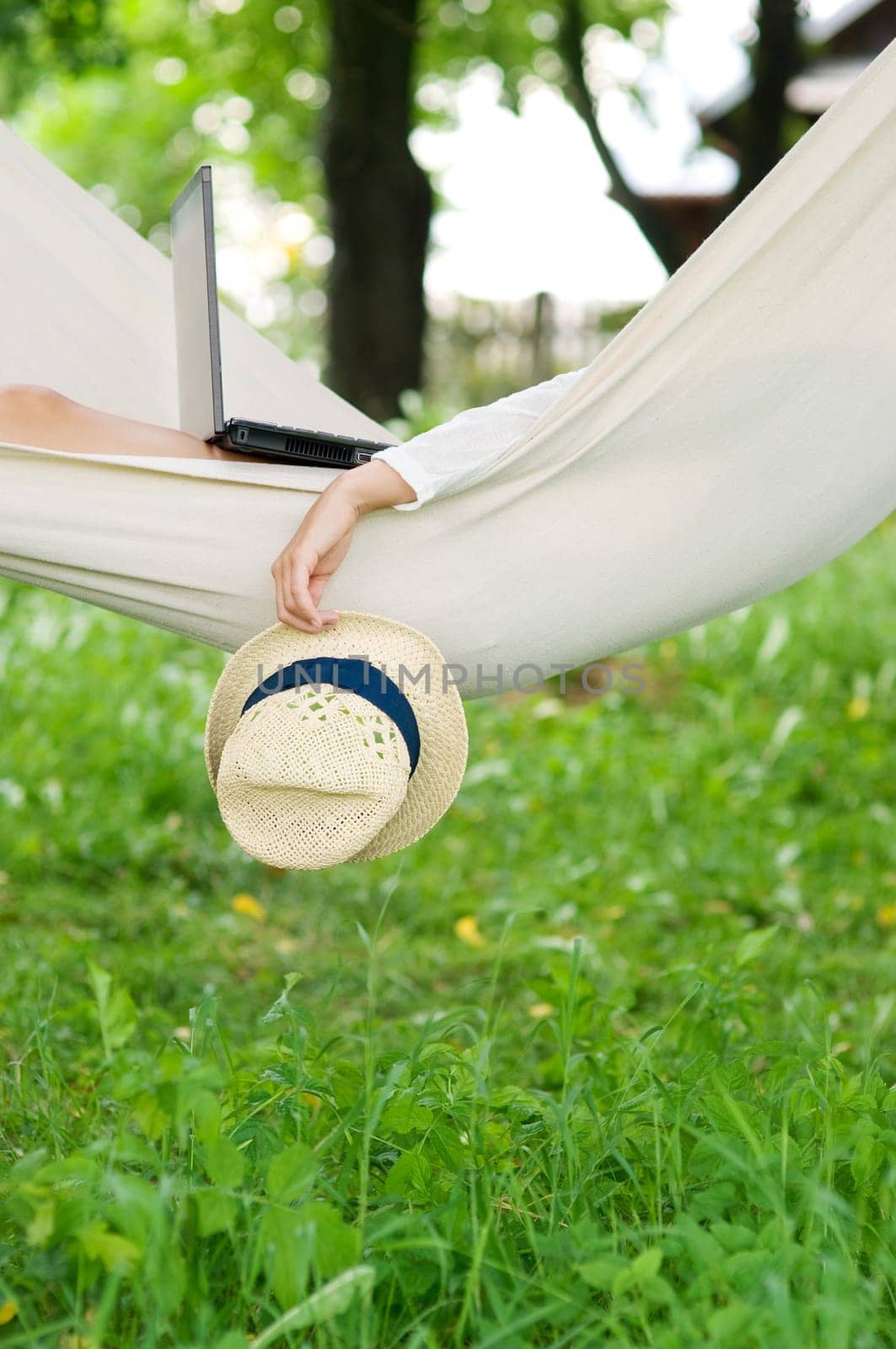 Relaxing on hammock