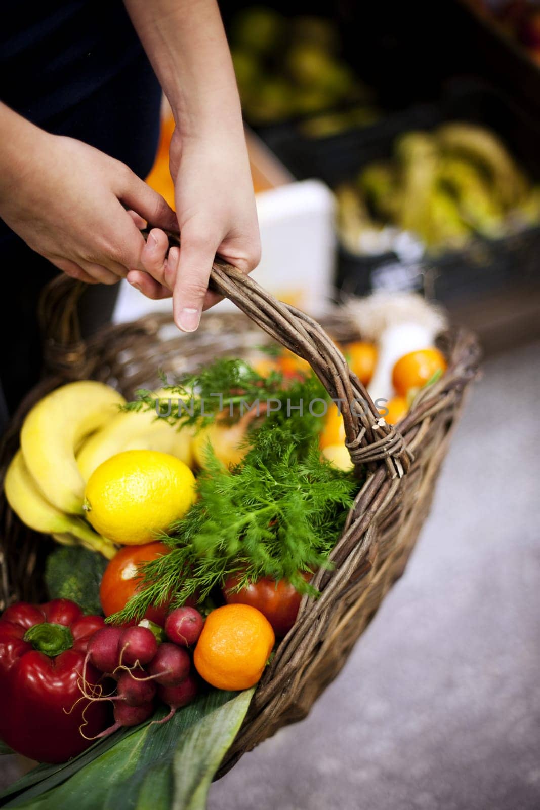 Basket filled healthy food