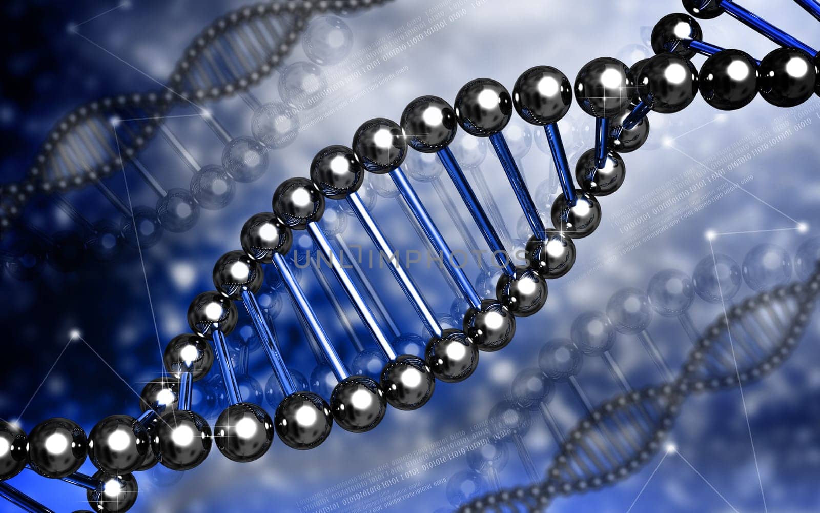 Digital illustration DNA structure in colour background