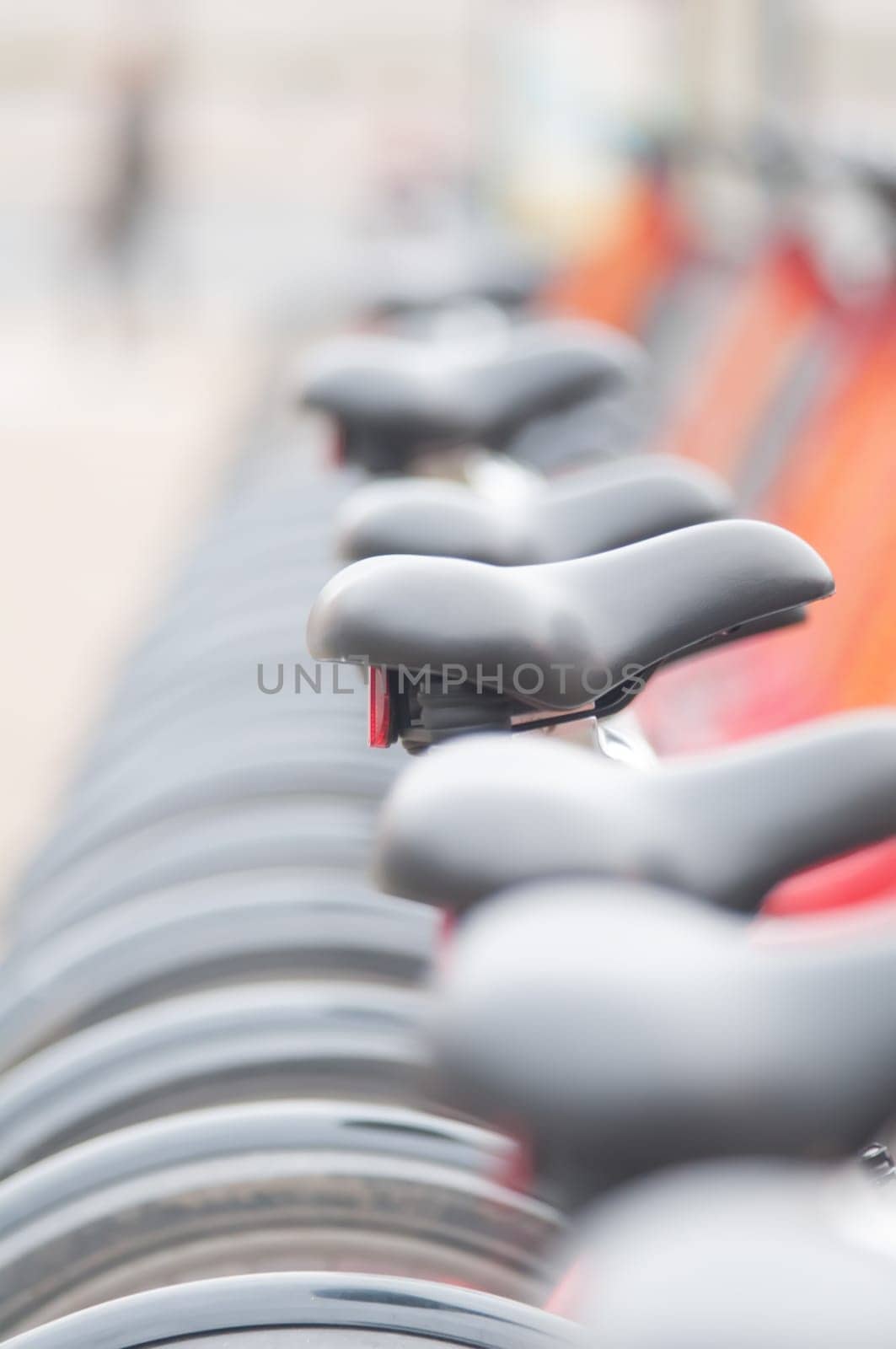 Bicycles on the street in city downtown