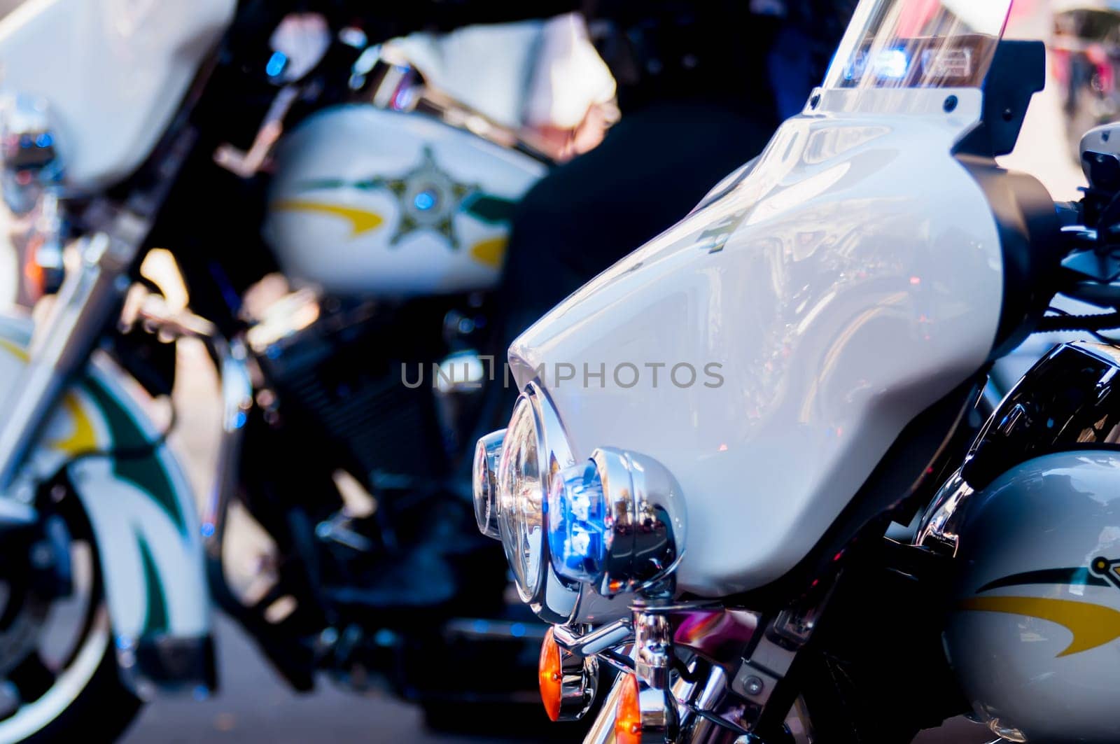 clseup of sheriff riding a motorcycle
