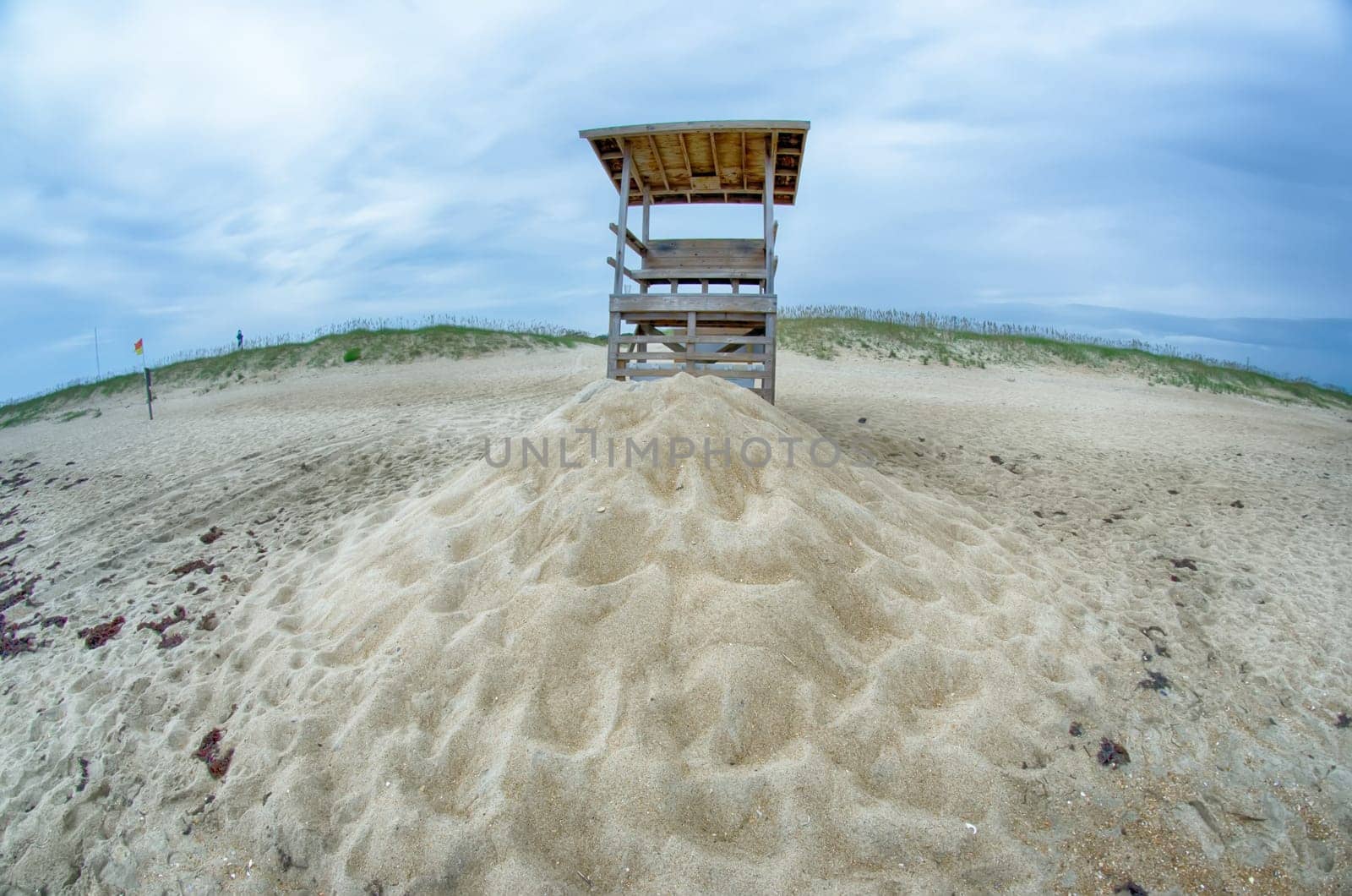 Observation tower on the beach of atlantic coast