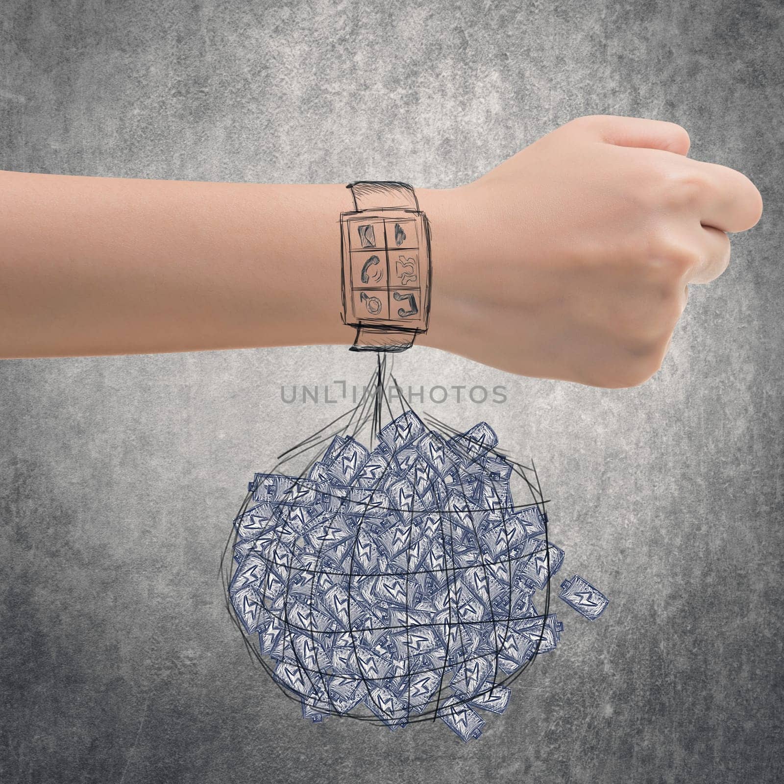 Smart watch concept of energy waste.