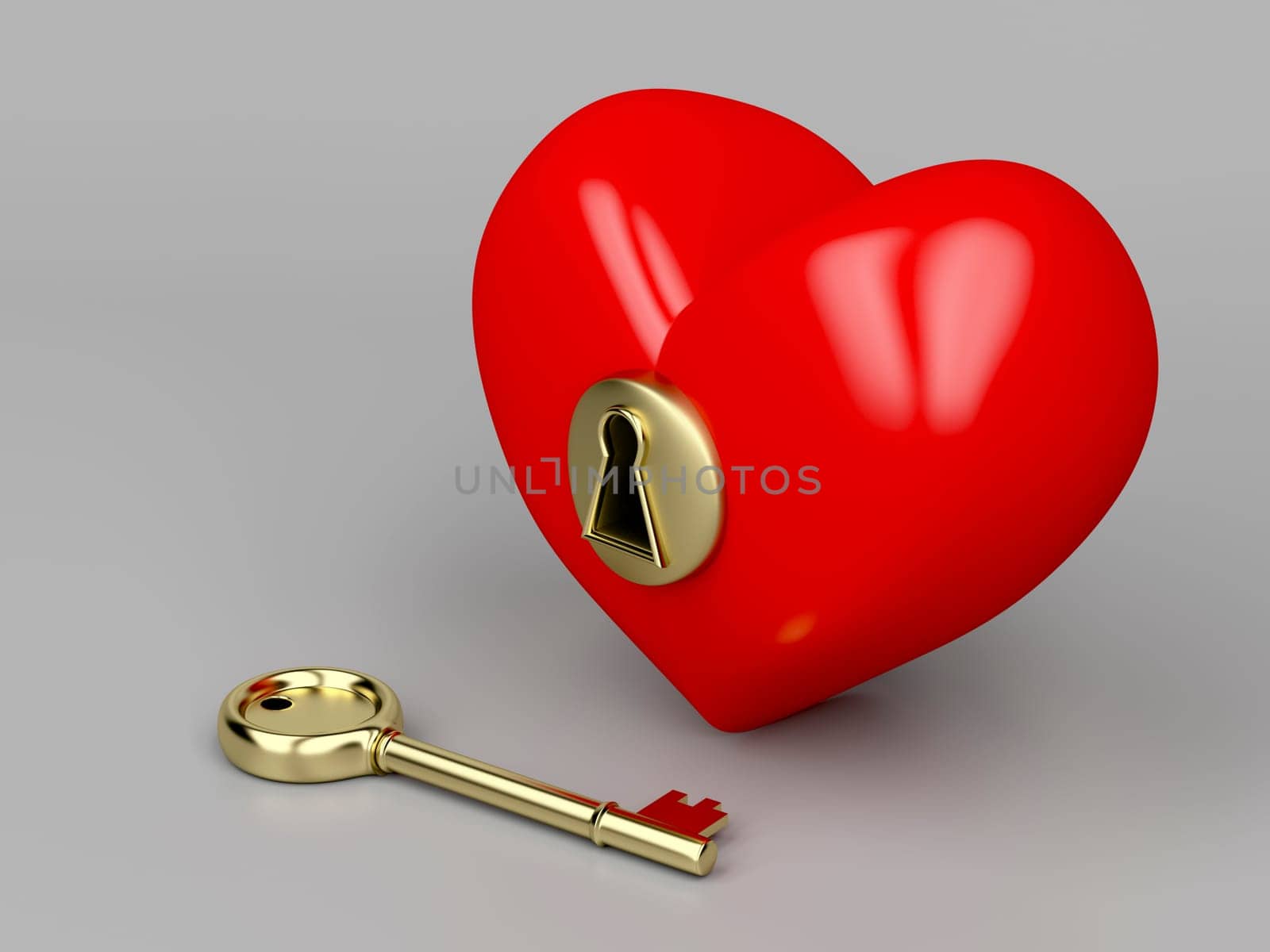 Red heart and gold key