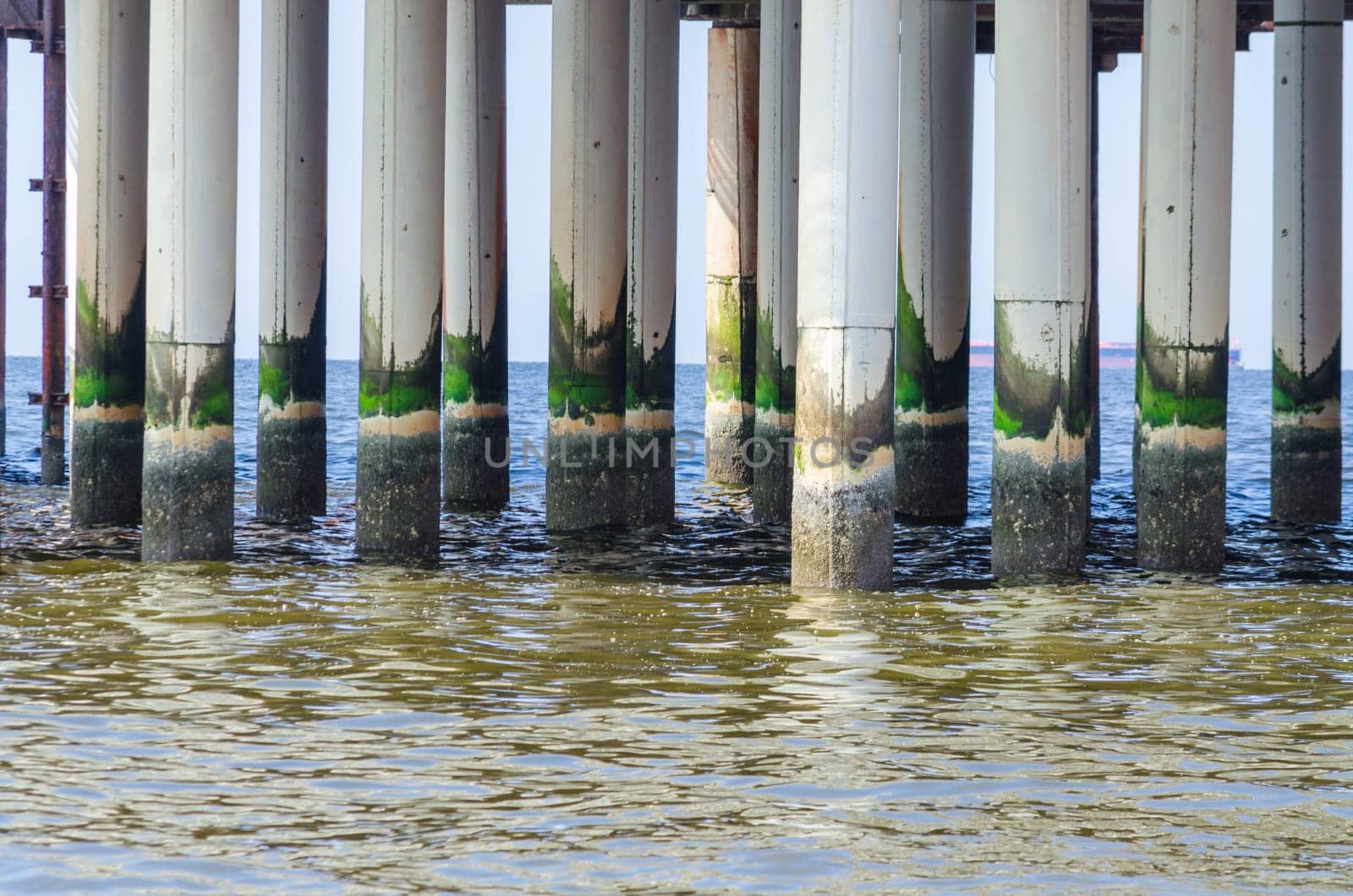 Concrete supports,pillars of the Old Pier in Scheveningen,Nederlande.