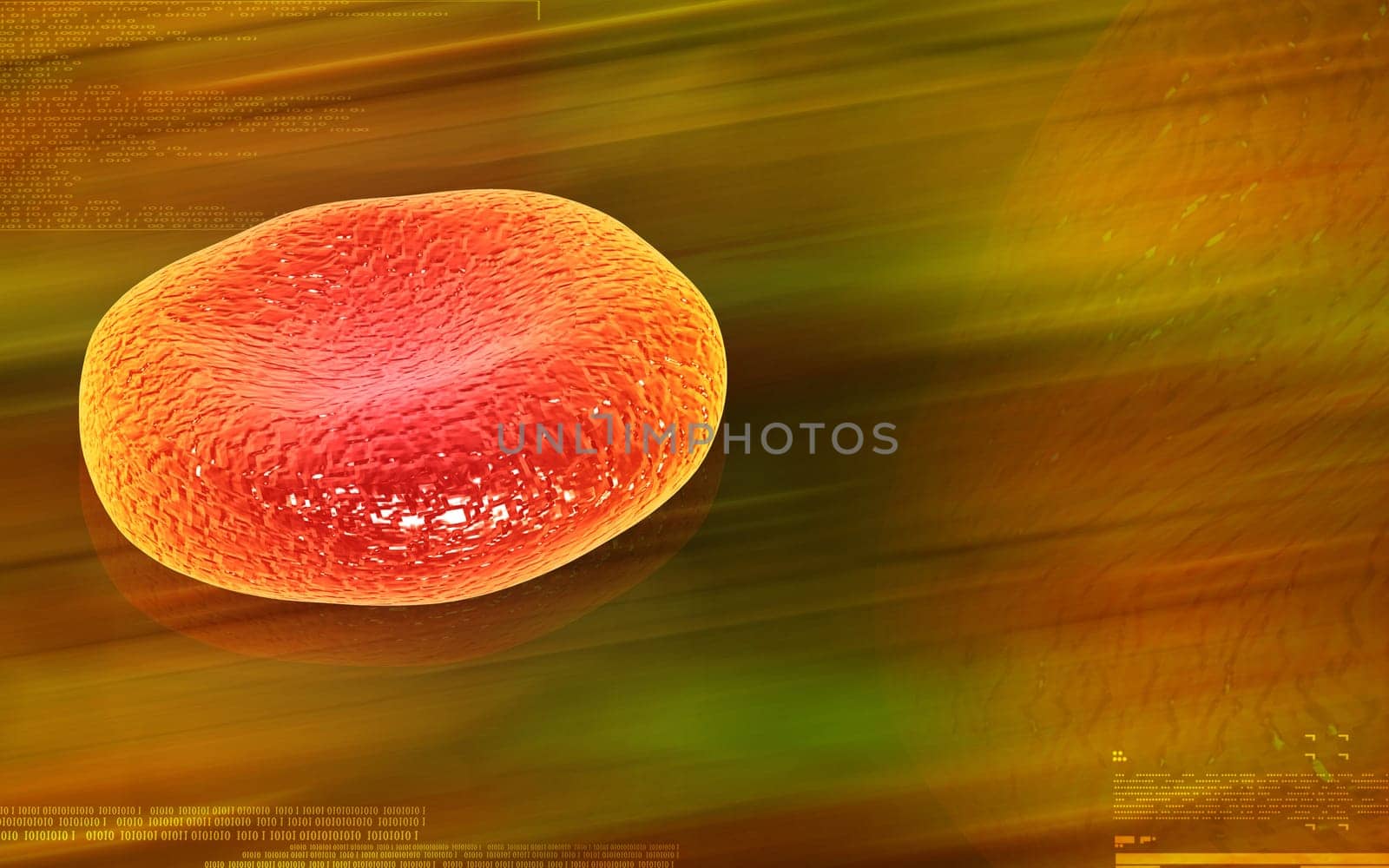 Digital illustration of blood cell in colour background