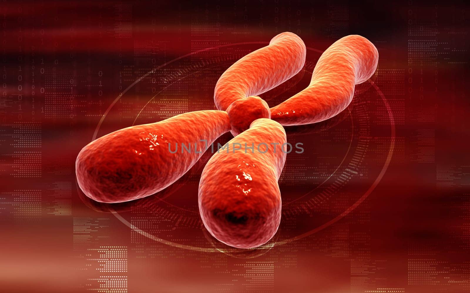 Digital illustration of chromosome in colour background