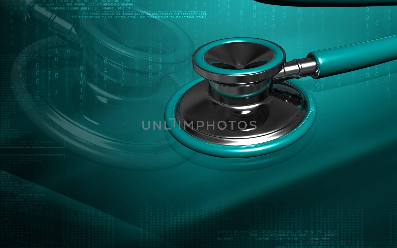Digital illustration of stethoscope in colour background