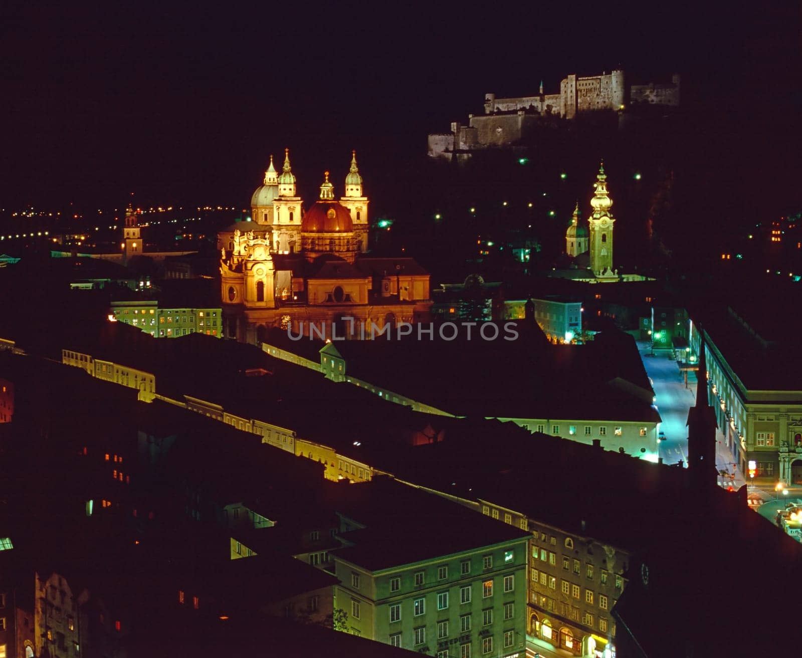 View of Salzburg at night  in Austria