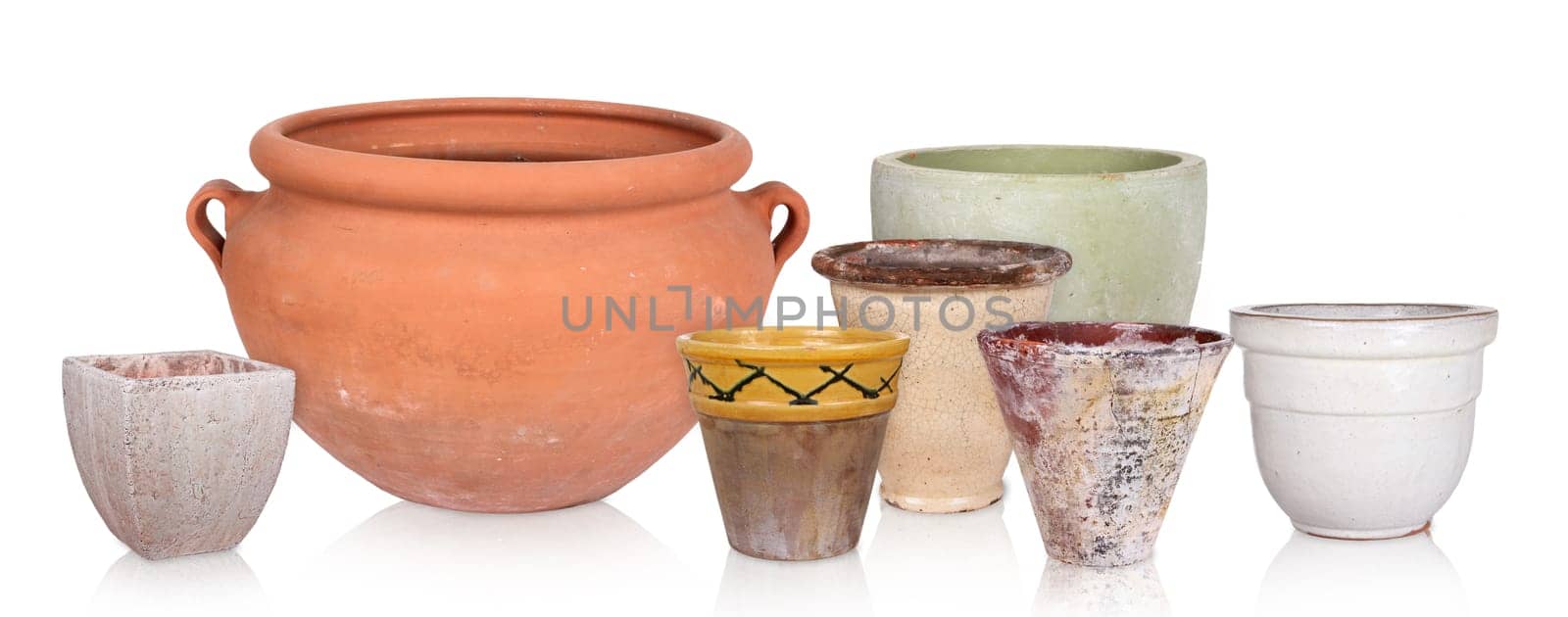 Different flowerpots,isolated