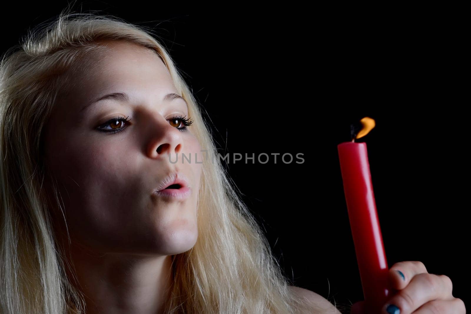 Woman candle out