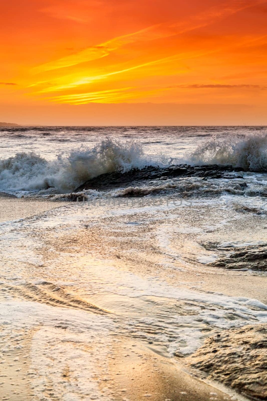 Landscape of sunset over the ocean in France