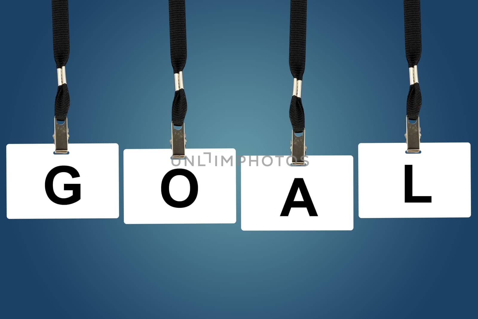 goal word on badge with blue background