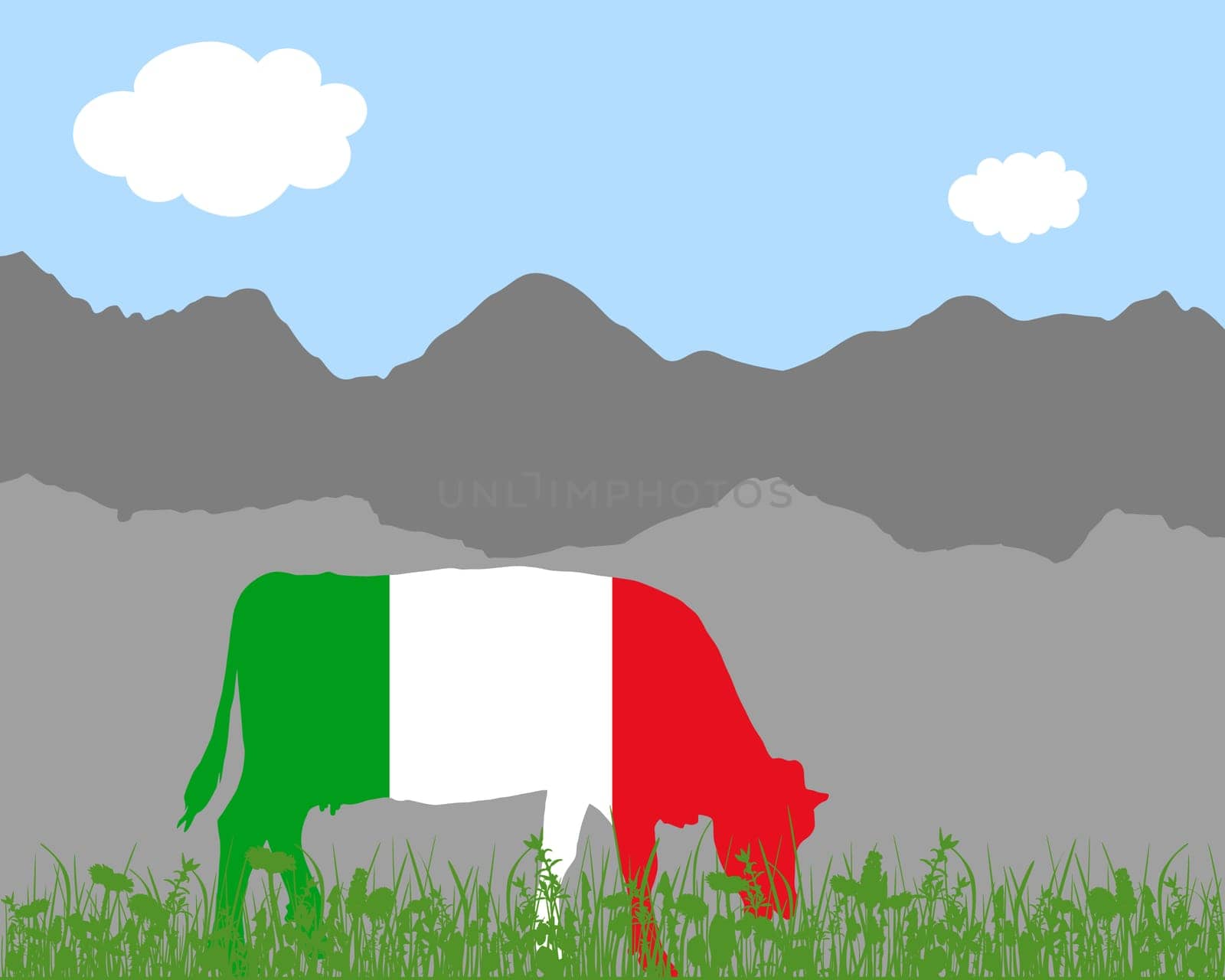 Cow Alm and Italian Flag