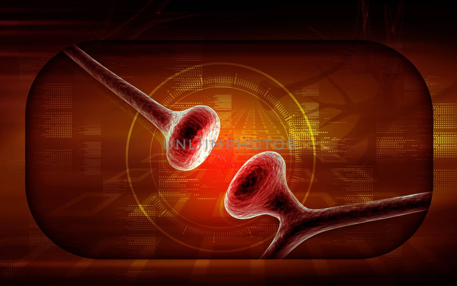 Digital illustration of synapse in colour background