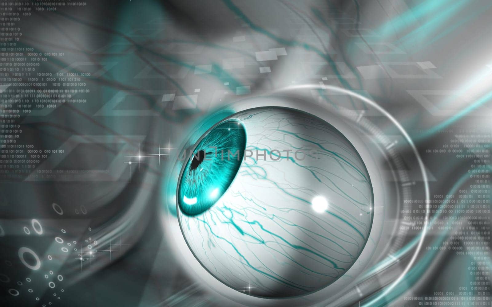 Digital illustration of eye in colour background