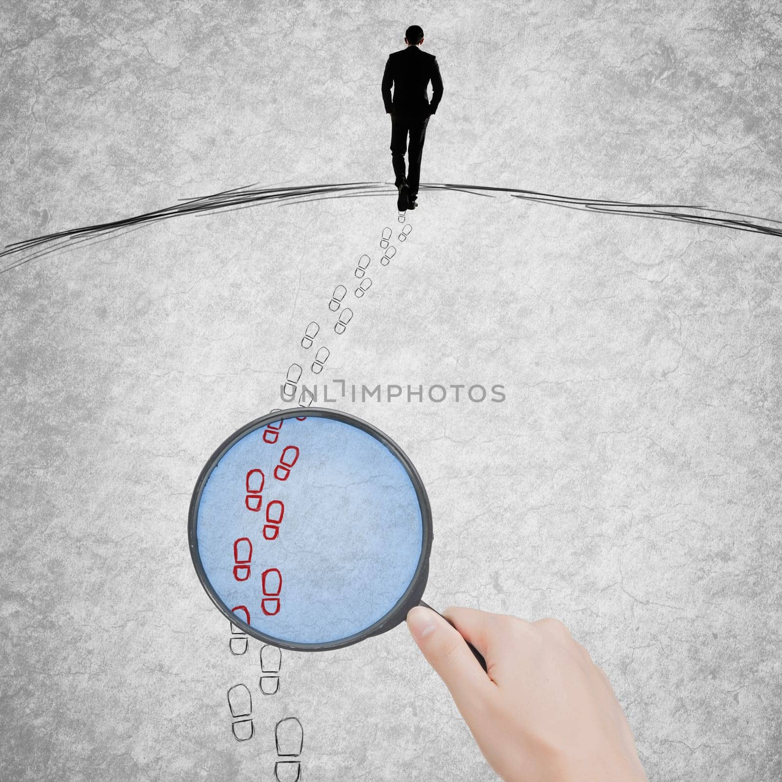 Concept of privacy with people walk left the footprints.