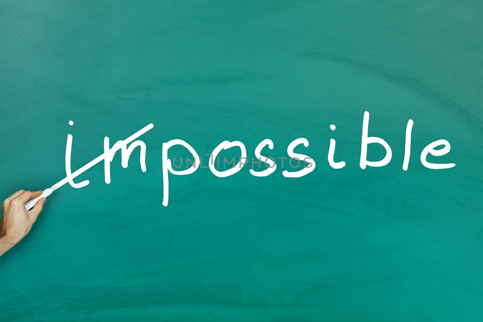 Everything is possible concept on green blackboard