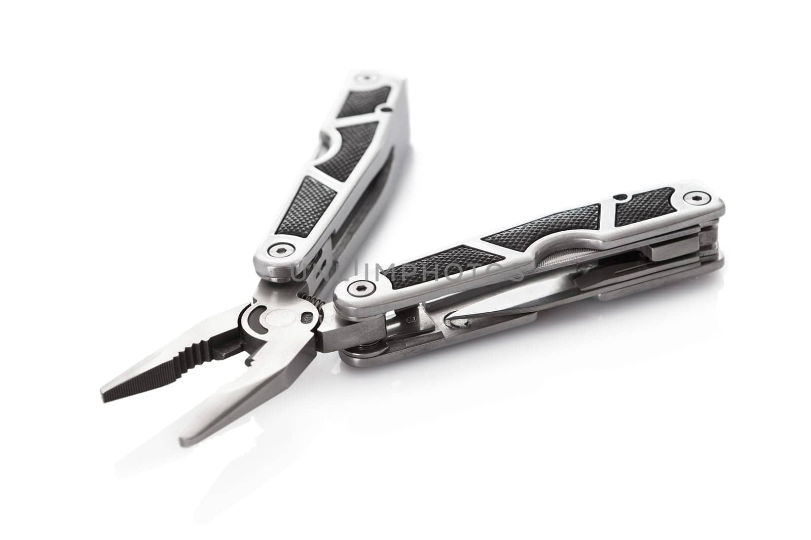 Pliers with multiple tools. Isolated on white