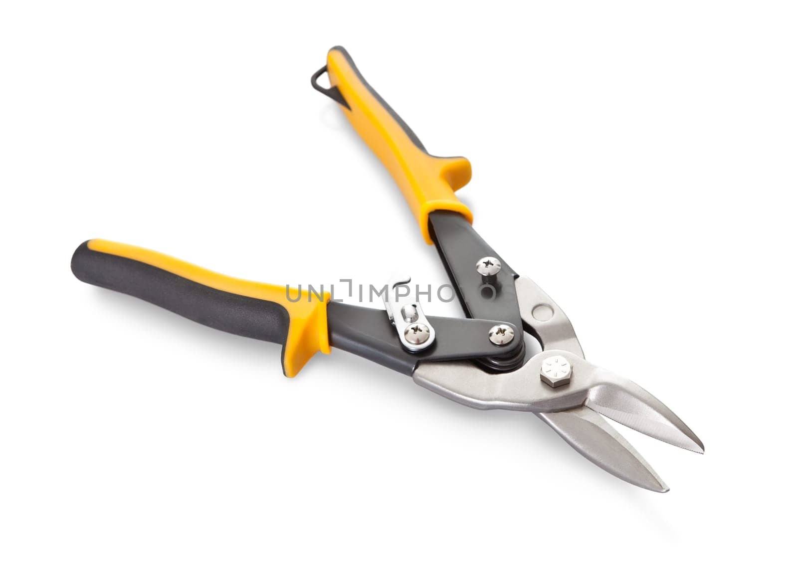 Yellow toothed pliers. Isolated on white background