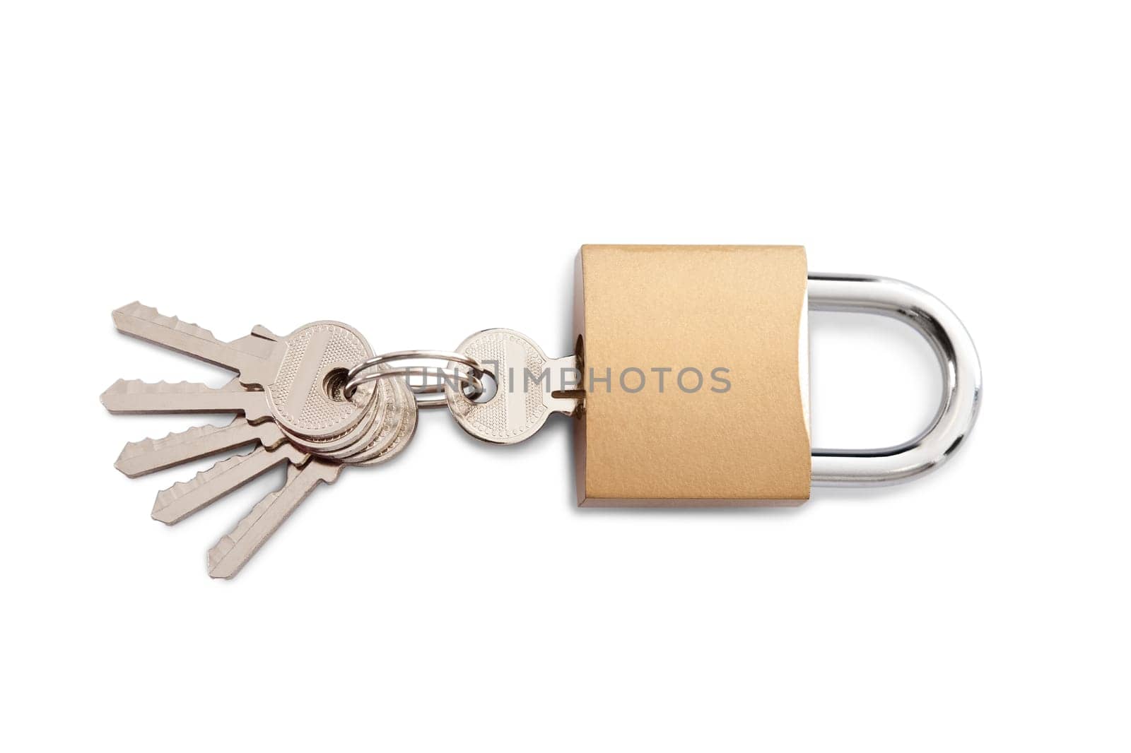 Lock and set of keys. Isolated on white