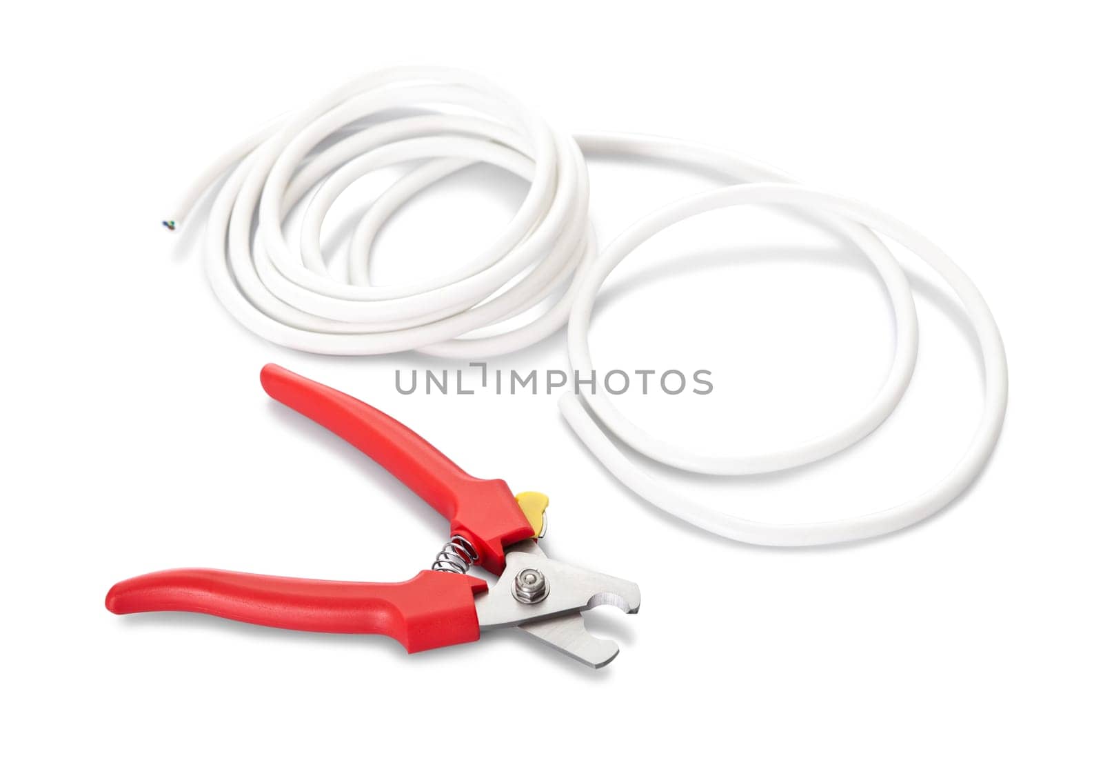 Nippers and cable. Isolated on white background