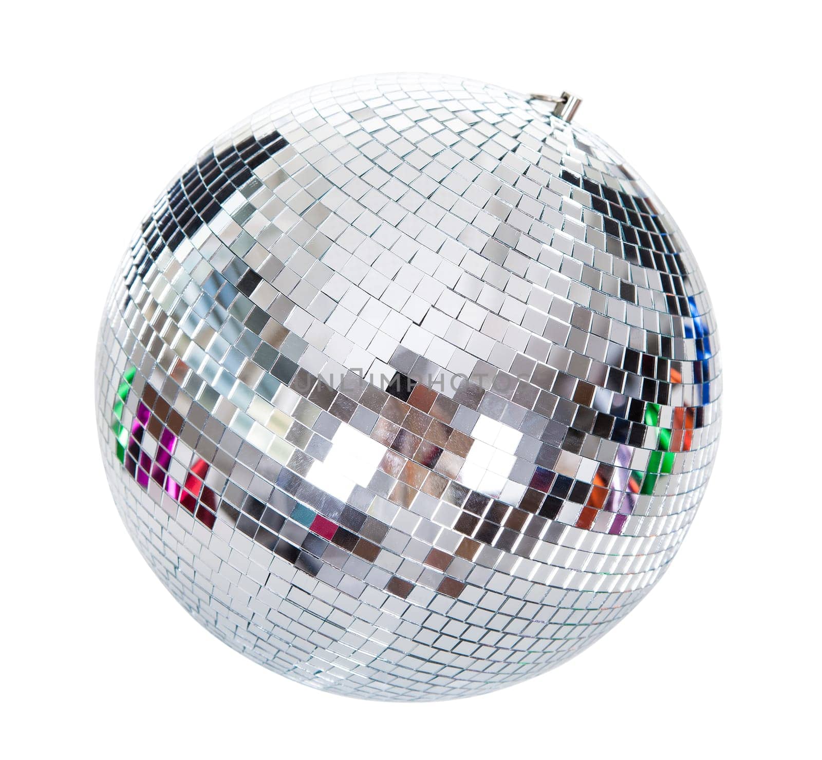 Close-up Of A Disco Ball Isolated On White Background