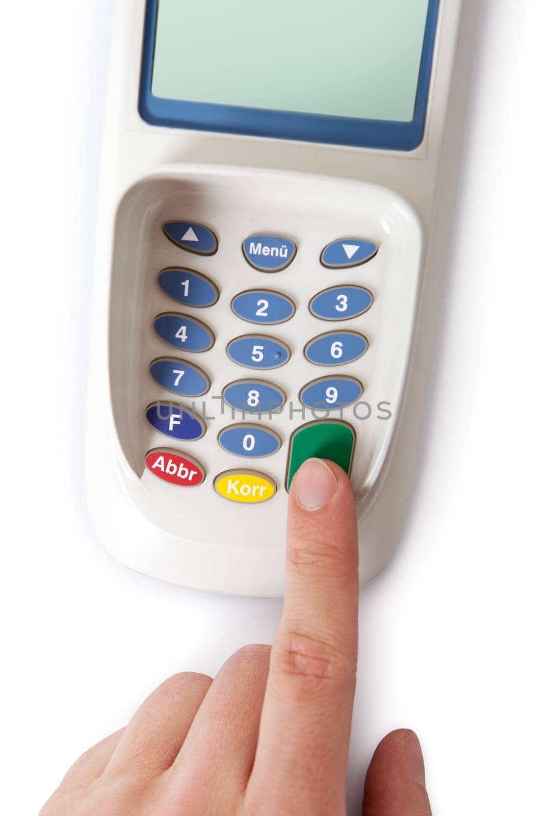 Bank terminal with card reader. Isolated on white