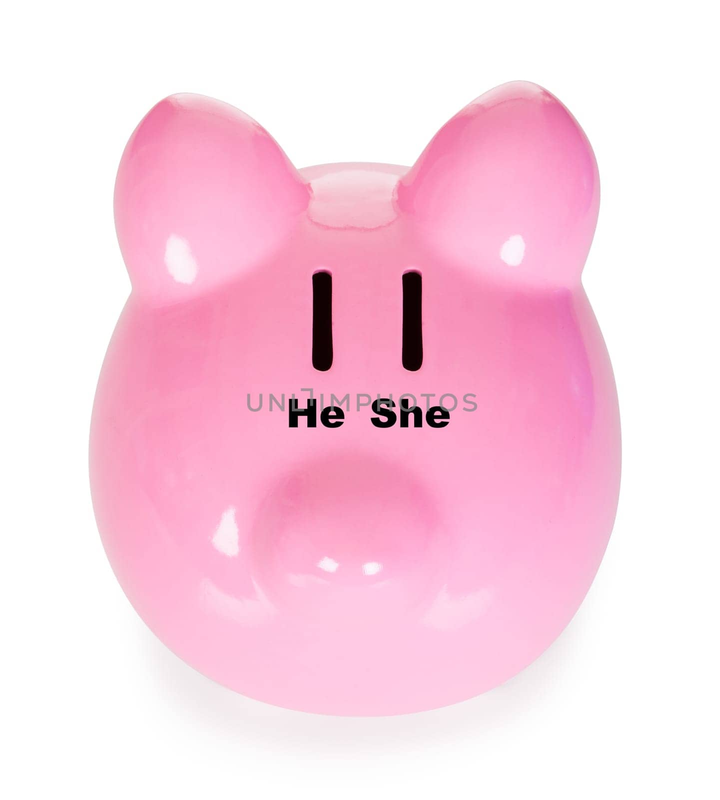 Piggybank with two holes. Family savings concept. Isolated on white