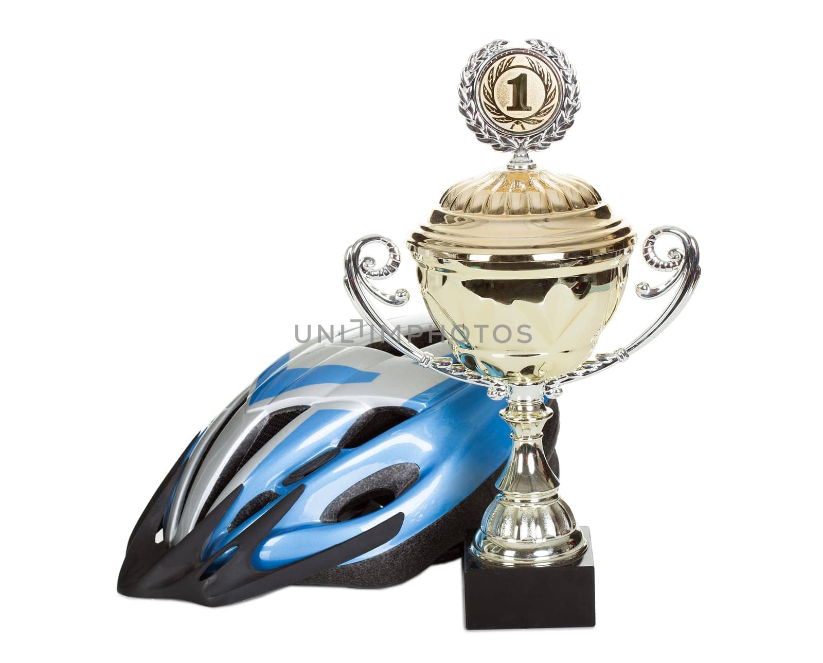 Photo of bicycle helmet. Isolated on white background