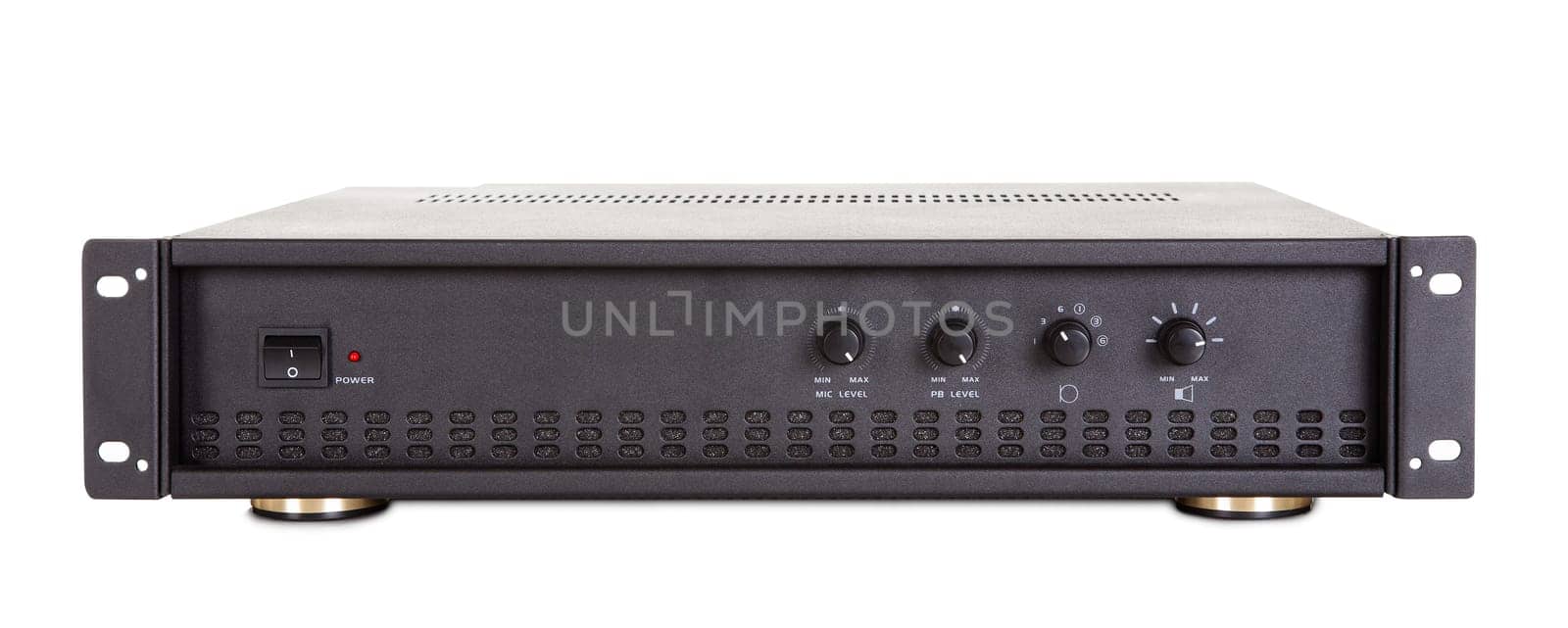 Photo of conference amplifier. Isolated on white background