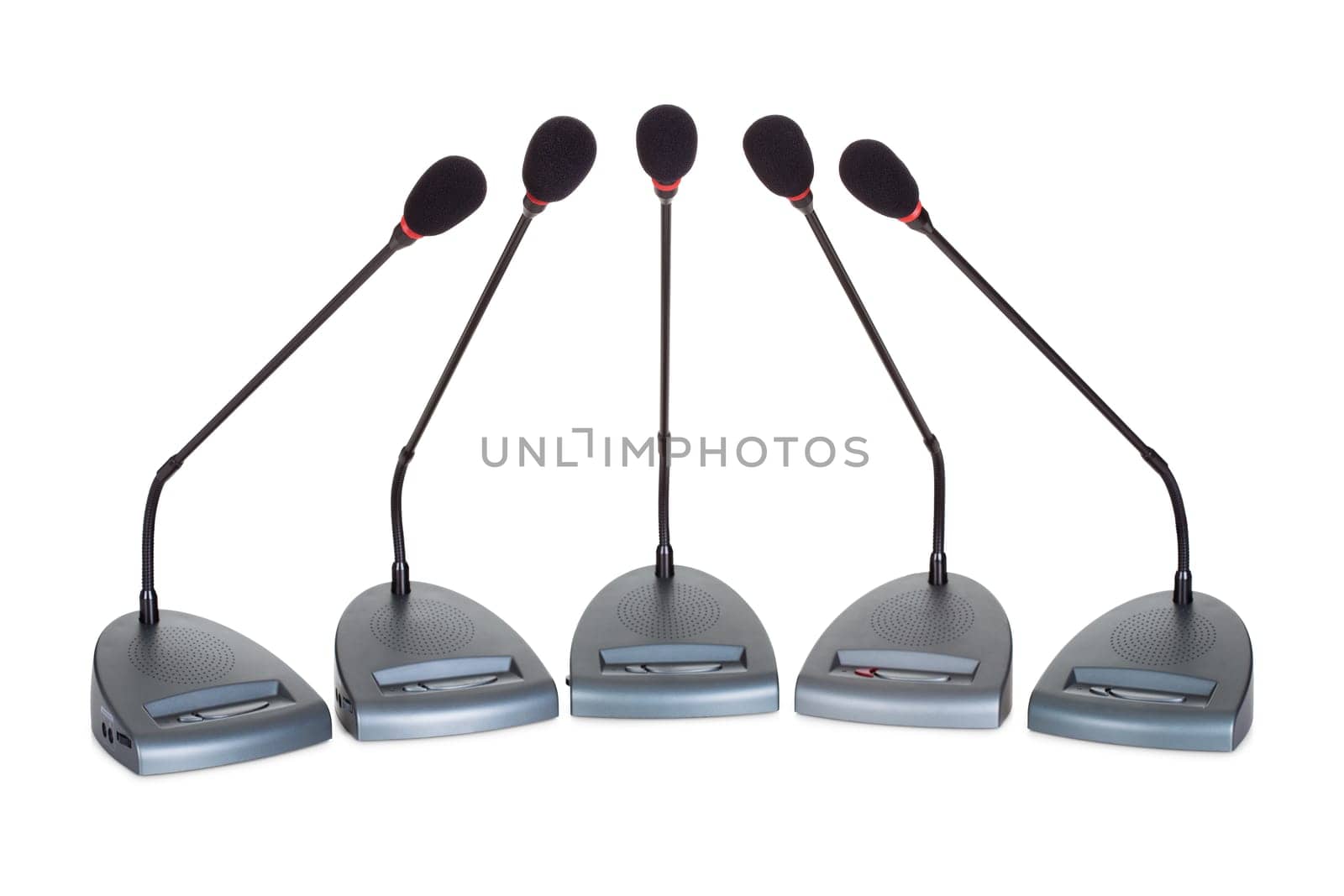 Set of conference microphones. Isolated on white background