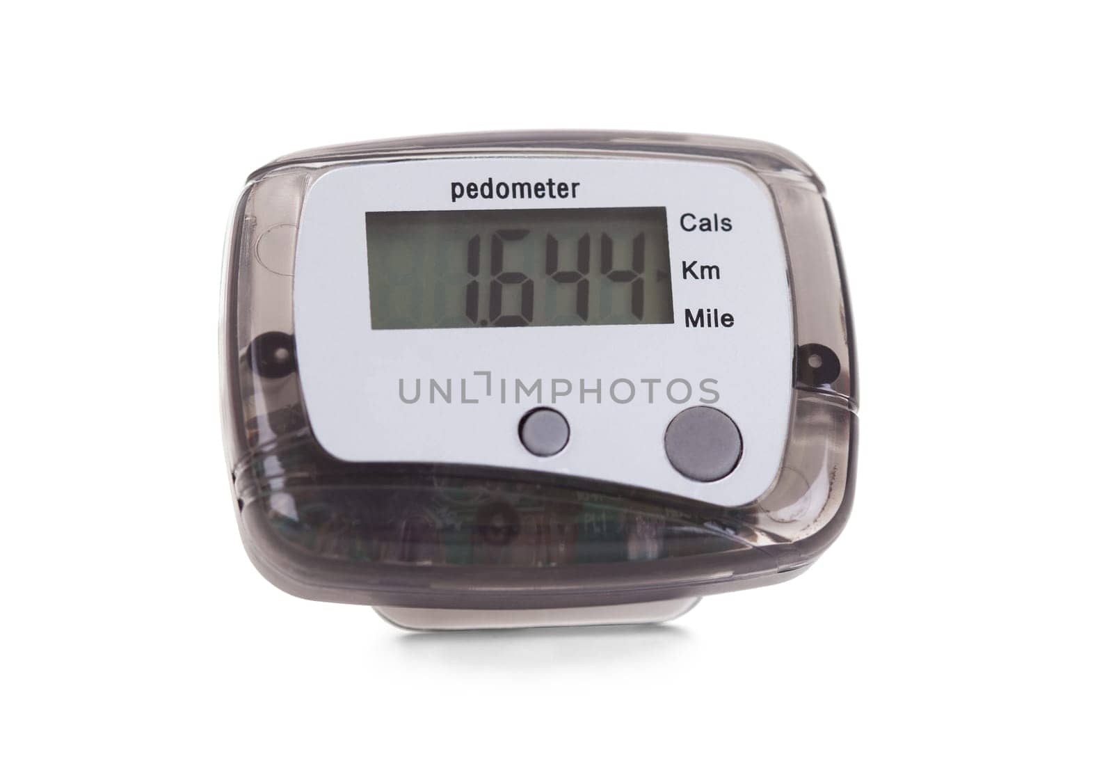 Close-up Of Digital Pedometer Isolated On White Background