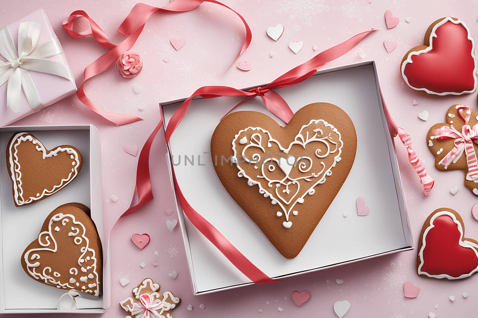 Gingerbread in the shape of a heart for Valentine's Day